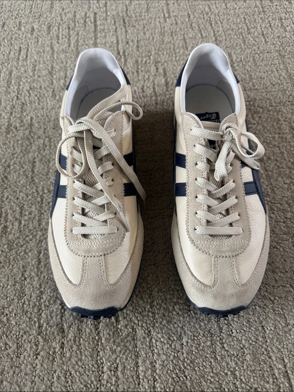 Onitsuka Tiger by Asics Beige and Navy Classic Runner Sneakers